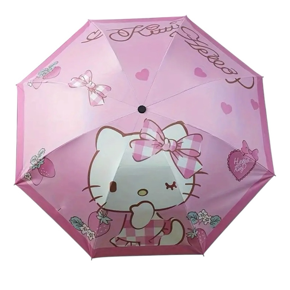 NWT Whimsical Sanrio Cartoon Character Folding Umbrella Hello Kitty